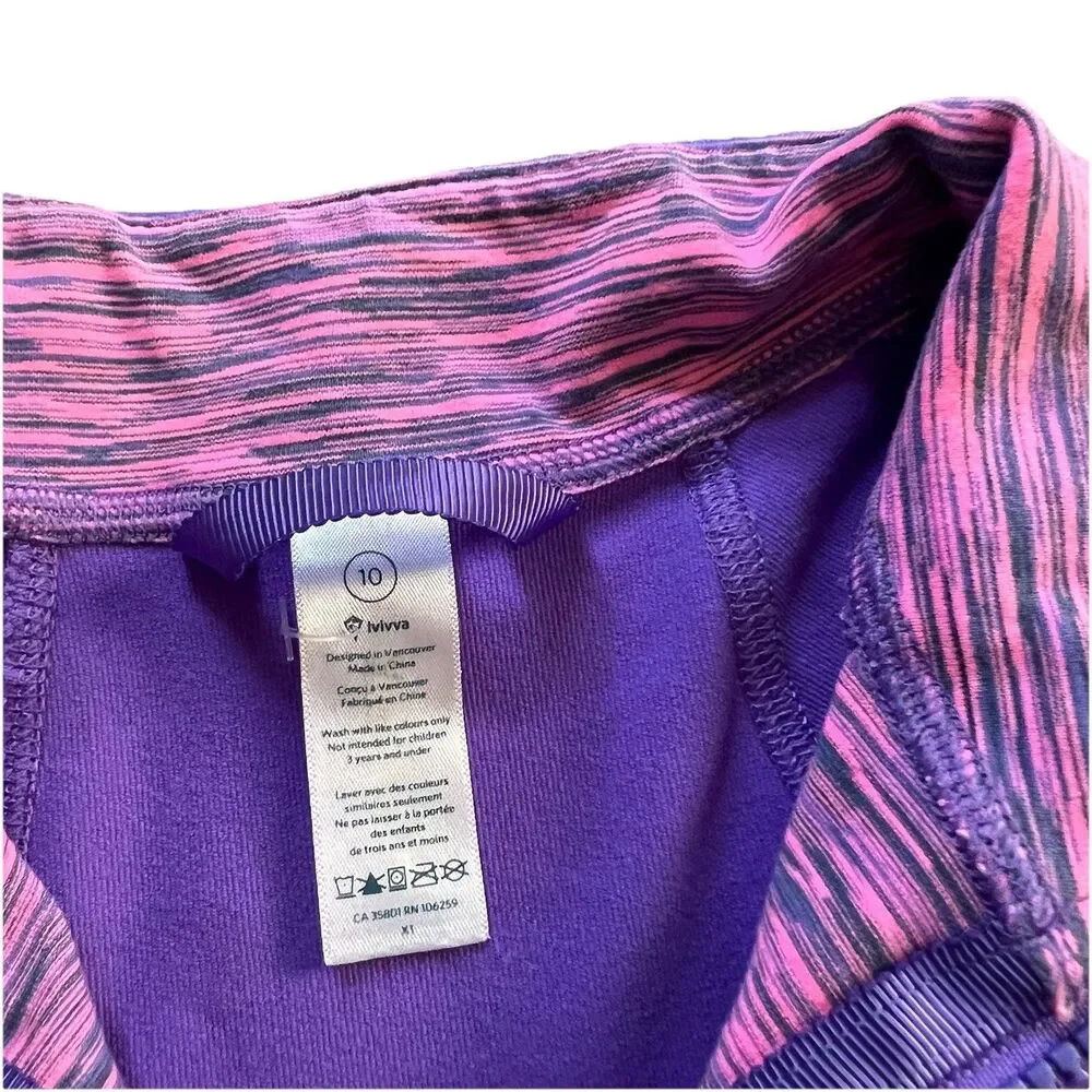 Ivivva Perfect Your Practice Jacket Purple Girls Size 10 Thumbhole Full Zipper‎